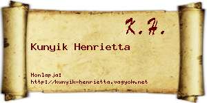 Kunyik Henrietta névjegykártya